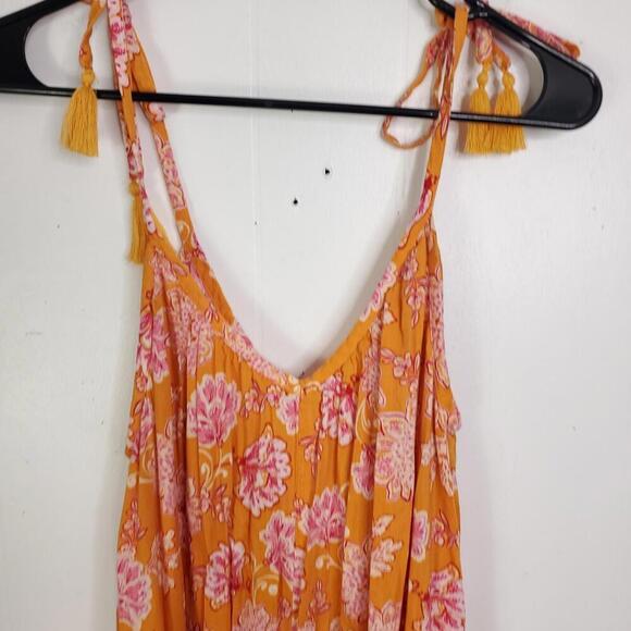 Old Navy Dress Womens XS Shapeless Colorful Florals Split Hem Pockets Tie Strap - Picture 10 of 12